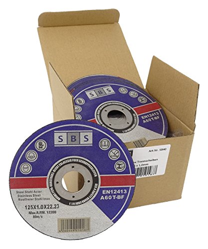 SBS - Lote de discos para pulir acero (200 unidades, 125 x 1 mm)