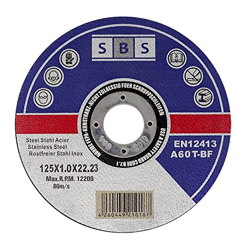 SBS - Lote de discos para pulir acero (200 unidades, 125 x 1 mm)