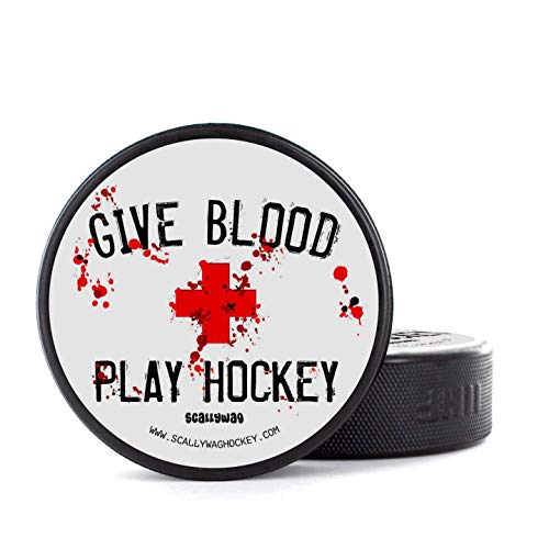 Scallywag® Disco de Hockey sobre Hielo I Puck Style Give Blood Play Hockey I una colaboracion de BRAYCE