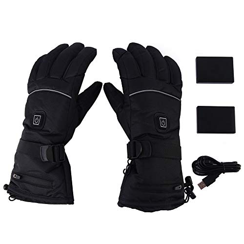 SCCS Guantes Calefactables Moto Batería Interna, USB Recargables Guantes Calefactables Frio Extremo Nieve Ski Guantes Térmicos Trail Impermeables Invierno (Negro, L)