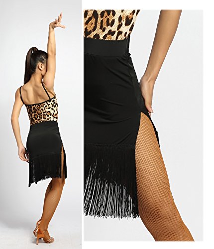 SCGGINTTANZ G2012 Profesional Falda de Danza Latino Latin Moderno Baile para Mujeres (Diseño de bifurcación Lateral y Borla) ((FBA) Black, S) SCGGINTTANZ G2012 Profesional Falda de Danza Latino Latin Moderno Baile para Mujeres (Diseño de bifurcación Lateral y Borla) ((FBA) Black, S)