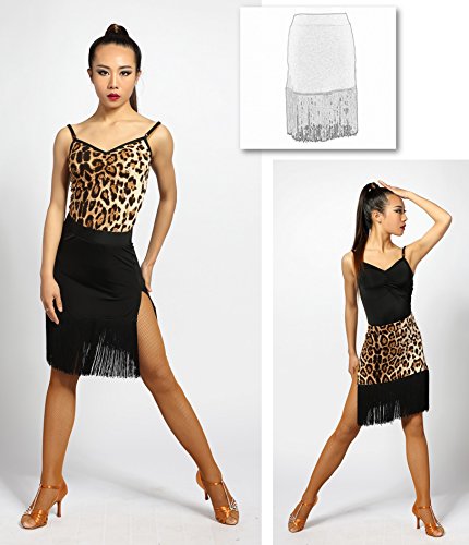 SCGGINTTANZ G2012 Profesional Falda de Danza Latino Latin Moderno Baile para Mujeres (Diseño de bifurcación Lateral y Borla) ((FBA) Black, S) SCGGINTTANZ G2012 Profesional Falda de Danza Latino Latin Moderno Baile para Mujeres (Diseño de bifurcación Lateral y Borla) ((FBA) Black, S)