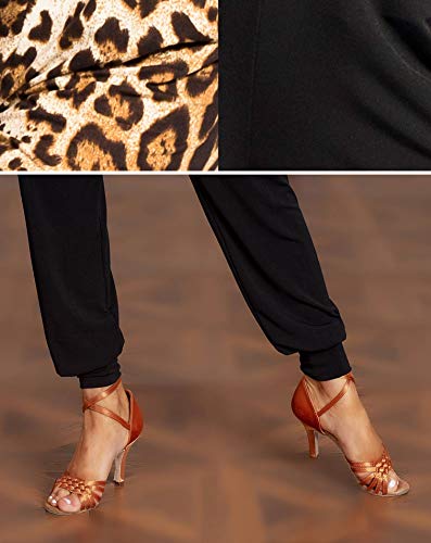 SCGGINTTANZ G4034 Profesional Pantalones de Danza Latino Latin Moderno Baile para Mujeres (M, (FBA) Black)