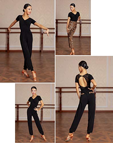 SCGGINTTANZ G4034 Profesional Pantalones de Danza Latino Latin Moderno Baile para Mujeres (S, (FBA) Black)
