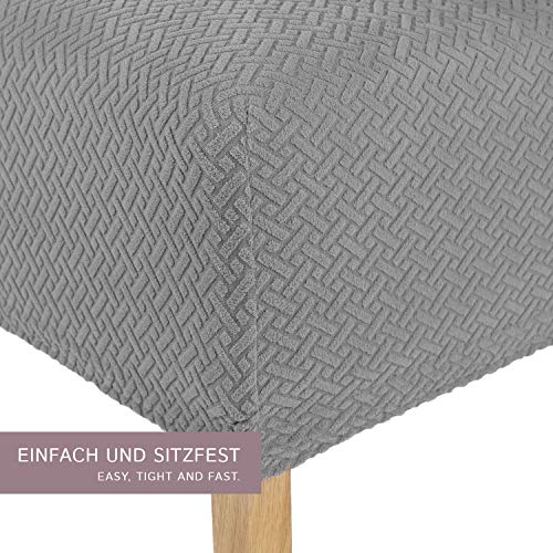 SCHEFFLER-Home Luna-Long 2 Fundas de sillas, Estirable Cubiertas, Chenilla extraíble Funda con Banda elástica, Gris SCHEFFLER-Home Luna-Long 2 Fundas de sillas, Estirable Cubiertas, Chenilla extraíble Funda con Banda elástica, Gris