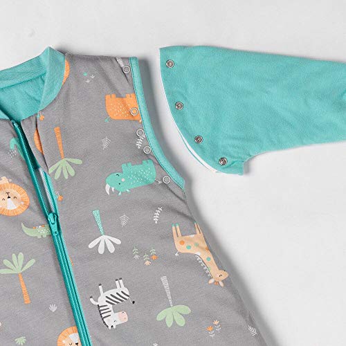 Schlummersack Saco de dormir infantil para todo el año, forrado en 2,5 tog, con mangas extraíbles, diseño de safari, 130 cm, 3-6 años Schlummersack Saco de dormir infantil para todo el año, forrado en 2,5 tog, con mangas extraíbles, diseño de safari, 130 cm, 3-6 años