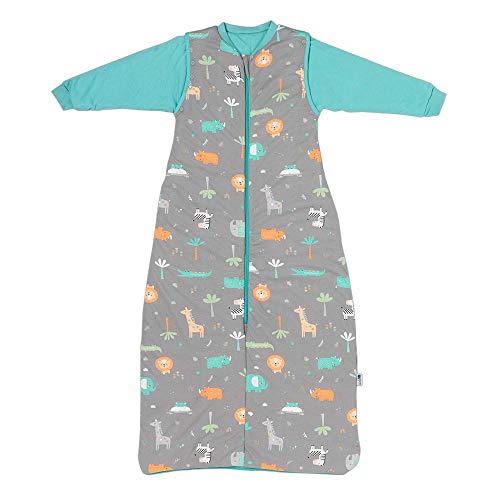 Schlummersack Saco de dormir infantil para todo el año, forrado en 2,5 tog, con mangas extraíbles, diseño de safari, 130 cm, 3-6 años Schlummersack Saco de dormir infantil para todo el año, forrado en 2,5 tog, con mangas extraíbles, diseño de safari, 130 cm, 3-6 años