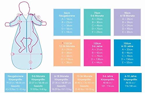 Schlummersack Saco de dormir para bebé, para las cuatro estaciones, con mangas extraíbles, 2,5 tog, 90 cm, 6-18 meses