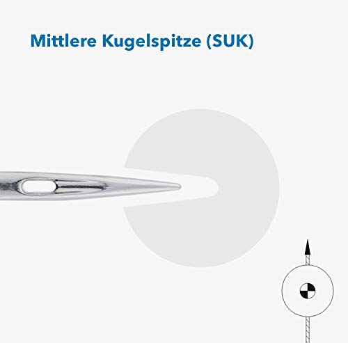 SCHMETZ agujas para máquina de coser Jersey (punta de bola), (130/705 H-SUK, paquete de 5) [80/12 (estándar)]