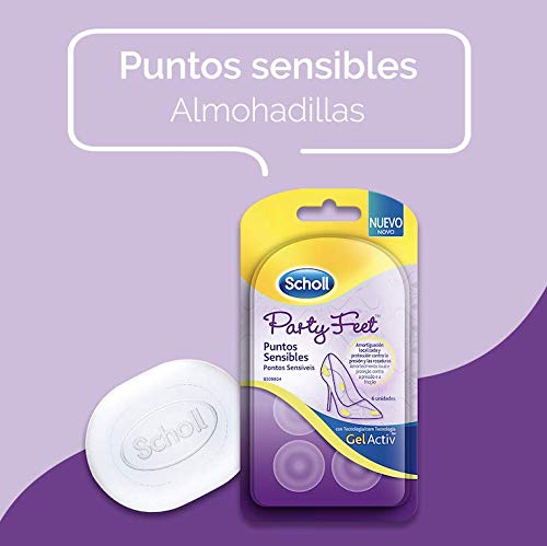 Scholl Party Feet, almohadillas protectores puntos sensibles con tecnología gel activ, adaptable a todo tipo de calzados, 6 almohadillas