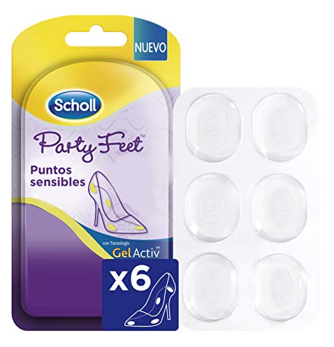 Scholl Party Feet, almohadillas protectores puntos sensibles con tecnología gel activ, adaptable a todo tipo de calzados, 6 almohadillas