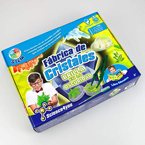 Science4you-Fábrica Fábrica de Cristales Brilla en la Oscuridad para Niños +8 Años, Multicolor, GID (Science 4 you 611764)