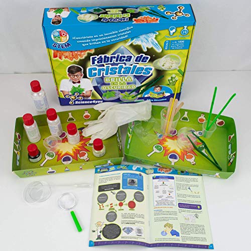 Science4you-Fábrica Fábrica de Cristales Brilla en la Oscuridad para Niños +8 Años, Multicolor, GID (Science 4 you 611764)