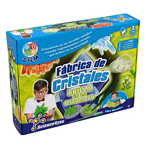 Science4you-Fábrica Fábrica de Cristales Brilla en la Oscuridad para Niños +8 Años, Multicolor, GID (Science 4 you 611764)