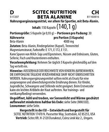 Scitec Beta-Alanina - 150 Cápsulas
