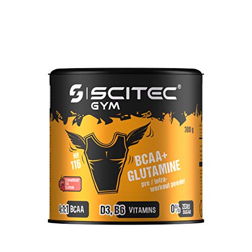 Scitec Gym BCAA & Glutamine pre/intra-workout powder, té de fresa, 300 g