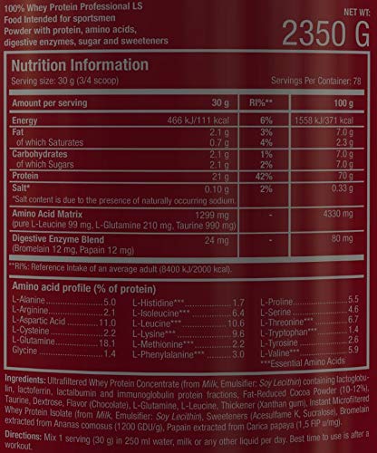 Scitec Nutrition 100% Whey Protein Professional Proteína Ligeramente Endulzado Chocolate 2350 g