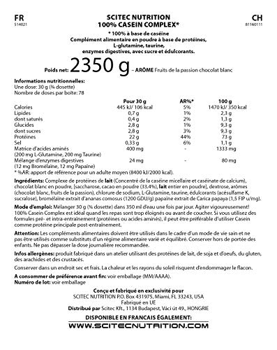 Scitec Nutrition Casein Complex Proteína Chocolate Blanco Maracuyá - 2350 g