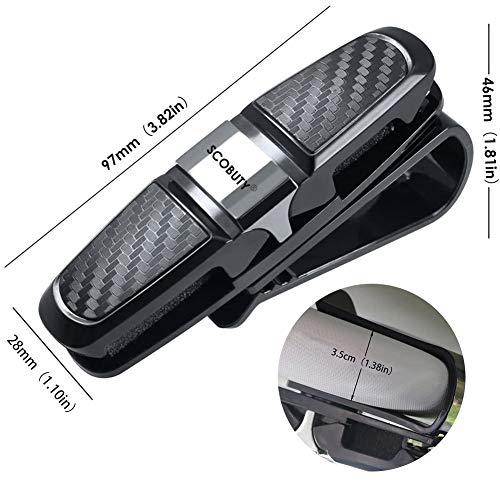 SCOBUTY Soport Gafas Coche, Pack de 2 Soportes para Gafas de Sol para Coche, Gafas de Sol Clip para Tarjetas de Crédito, Clips para Sujetar Gafas, Tarjetas, Billetes, Negro