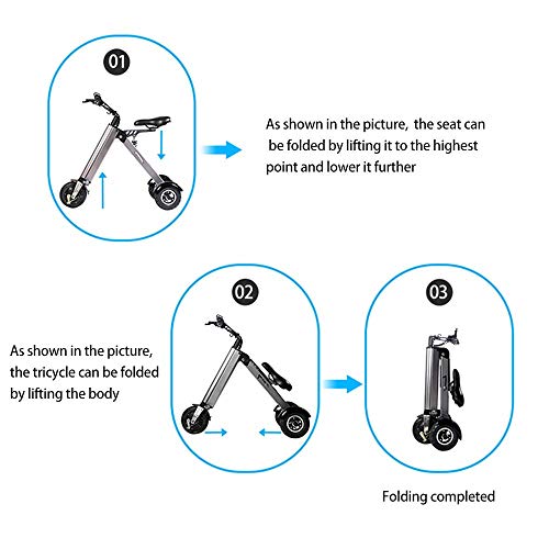 scooter Mini Eléctrico Plegable Triciclo Peso 13 Kg con 3 Límite De Velocidad De Engranajes Y 3 Amortiguadores Especialmente For Las Personas Mayores De 50 Años En Viaje