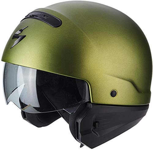 Scorpion Jet Casco Exo de Combat Solid Verde Mate motocicleta casco modular con extraíble barbilla notebook