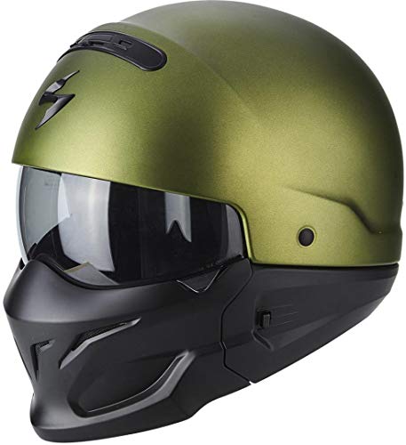 Scorpion Jet Casco Exo de Combat Solid Verde Mate motocicleta casco modular con extraíble barbilla notebook