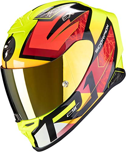 Scorpion NC Casco per Moto, Hombre, Negro/Rojo/Amarillo, XL