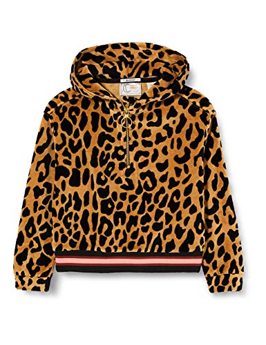 Scotch & Soda R´Belle Oversized Half-Zip Velour Leopard Hoody Sudadera con Capucha, Combo L 0591, 6 para Niñas