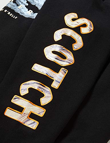 Scotch & Soda Shorter Length Sweat with Artworks suéter, Black 0008, 14 para Niñas Scotch & Soda Shorter Length Sweat with Artworks suéter, Black 0008, 14 para Niñas