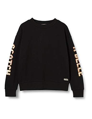 Scotch & Soda Shorter Length Sweat with Artworks suéter, Black 0008, 14 para Niñas Scotch & Soda Shorter Length Sweat with Artworks suéter, Black 0008, 14 para Niñas