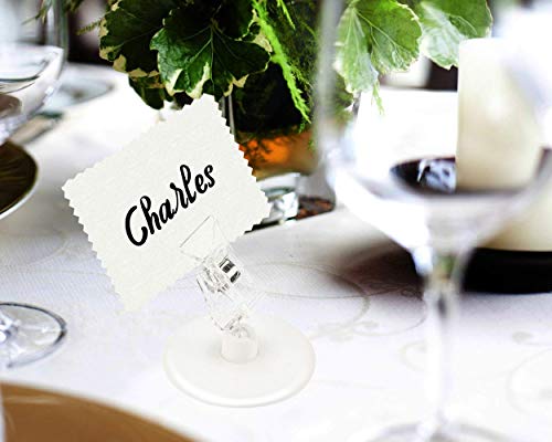 SCSpecial Porta tarjetas de mesa de plástico Conjunto de 16 Soportes para tarjetas de lugar para bodas Restaurante Titular de menú Clip Titular de fotos Soporte de notas para escritorio, Banquetes