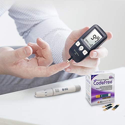 SD Codefree Glucometro Lector Medidor de niveles de glucosa y azucar en Sangre Kit de control de la Diabetes y la Glucemia en mg/dL (Monitor)