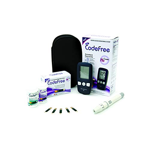 SD Codefree Glucometro Lector Medidor de niveles de glucosa y azucar en Sangre Kit de control de la Diabetes y la Glucemia en mg/dL (Monitor) SD Codefree Glucometro Lector Medidor de niveles de glucosa y azucar en Sangre Kit de control de la Diabetes y la Glucemia en mg/dL (Monitor)