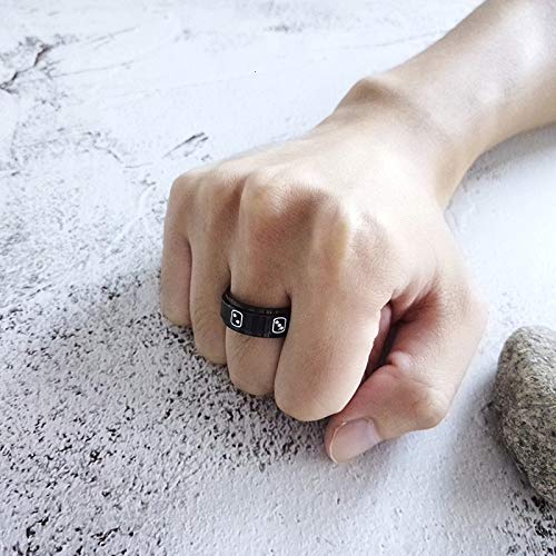 SDFASD Suerte 7 Creative Dips Pips Spinner Meditation Anillo para Hombre En Acero Inoxidable Negro Alianzas De Boda Preocupación Ansiedad Joyería 11 SDFASD Suerte 7 Creative Dips Pips Spinner Meditation Anillo para Hombre En Acero Inoxidable Negro Alianzas De Boda Preocupación Ansiedad Joyería 11