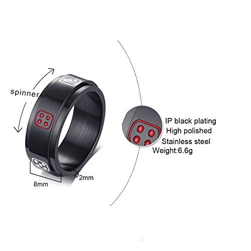 SDFASD Suerte 7 Creative Dips Pips Spinner Meditation Anillo para Hombre En Acero Inoxidable Negro Alianzas De Boda Preocupación Ansiedad Joyería 11