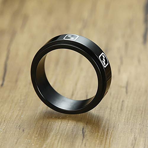 SDFASD Suerte 7 Creative Dips Pips Spinner Meditation Anillo para Hombre En Acero Inoxidable Negro Alianzas De Boda Preocupación Ansiedad Joyería 11