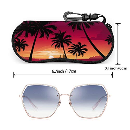 SDFGJ Sunset Sky Palm Tree Estuche para gafas de playa Estuche suave impermeable para lentes Estuche para gafas de sol premium Estuche para gafas de sol livianas Estuche portátil con cremallera para t