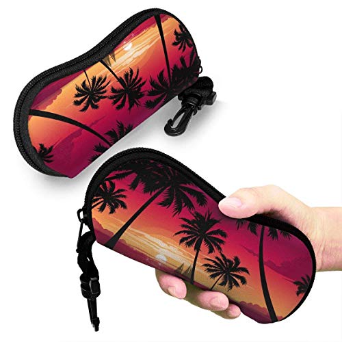 SDFGJ Sunset Sky Palm Tree Estuche para gafas de playa Estuche suave impermeable para lentes Estuche para gafas de sol premium Estuche para gafas de sol livianas Estuche portátil con cremallera para t