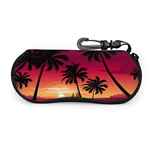 SDFGJ Sunset Sky Palm Tree Estuche para gafas de playa Estuche suave impermeable para lentes Estuche para gafas de sol premium Estuche para gafas de sol livianas Estuche portátil con cremallera para t