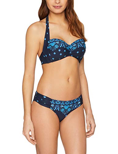 Seafolly Sunflower Border Ruched Side Retro Braguita de Bikini, Azul (Indigo Indigo), 38 (Talla del Fabricante: 10) para Mujer