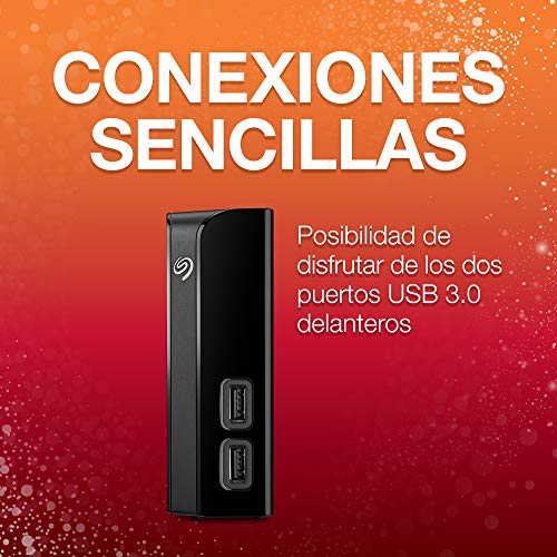 Seagate Backup Plus Hub 14 TB, Disco duro externo HDD, USB 3.0 para ordenador de sobremesa, PC, portátil y Mac, 2 puertos USB, 2 meses de suscripción a Adobe CC Photography (STEL14000400), Negro