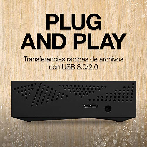 Seagate Expansion Desktop, Unidad de disco duro externa de 8 TB, HDD, USB 3.0 para PC, ordenador portátil y Mac y 2 años de servicios Rescue (STGY8000400), Negro