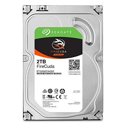 Seagate FireCuda, 2TB, Disco duro interno híbrido, SSHD de alto rendimiento, 3,5 in, SATA, 6 Gb/s, aceleración mediante flash, caché de 8 GB para videojuegos, PC y portátiles (ST2000DX002)