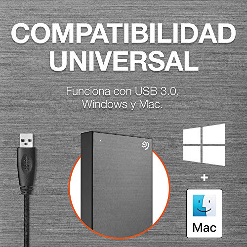 Seagate Technology One Touch de 5TB, Unidad Disco Duro Externa, Gris(Space Grey), USB 3.0, PC, Mac, Ordenador, 1 año MylioCreate, 4 meses Plan Adobe Creative Cloud Photography, (STKC5000404)