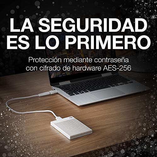 Seagate Ultra Touch HDD, 1 TB, Unidad De Disco Duro Externa, Blanca, USB-C, USB 3.0, 1 año de Mylio Create, 4 meses Plan Adobe Creative Cloud Photography y 2 años de servicios Rescue (STHH1000402)