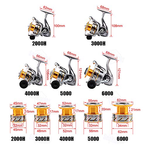 SeaKnight Rapid Anticorrosion carretes de Pesca Spinning de mar para Agua Salada, Resistencia Maxima 15 kg (3000H 6.2:1)