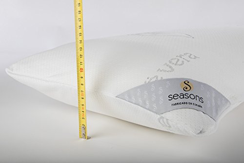 Seasons- Almohada viscoelastica de 135 cms, Antiácaros y Antibacterias , tejido Aloe vera hilo de plata. Doble funda