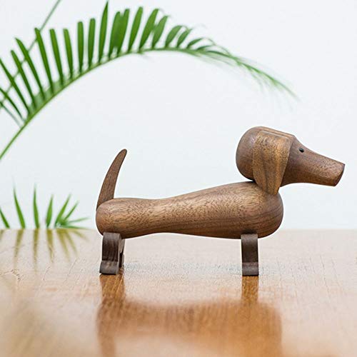 Sebasty Nogal Decoración De La Tabla, Dachshund Decoración, Decoración Casera De Madera Perro, Decoración del Automóvil De Regalo De Cumpleaños (Longitud 22 Cm)