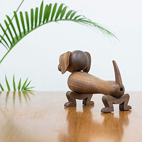 Sebasty Nogal Decoración De La Tabla, Dachshund Decoración, Decoración Casera De Madera Perro, Decoración del Automóvil De Regalo De Cumpleaños (Longitud 22 Cm)