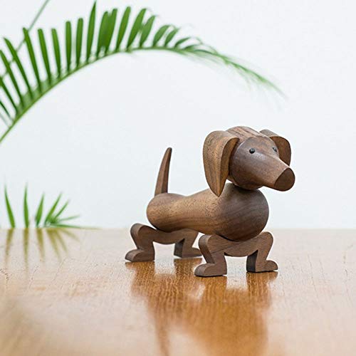 Sebasty Nogal Decoración De La Tabla, Dachshund Decoración, Decoración Casera De Madera Perro, Decoración del Automóvil De Regalo De Cumpleaños (Longitud 22 Cm)